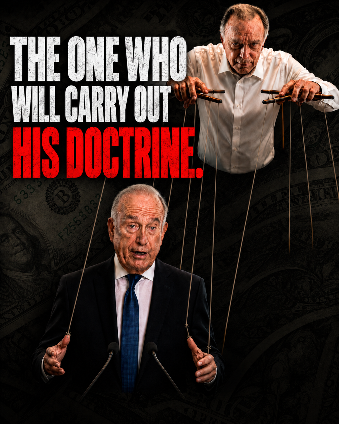 The one who will carry out his doctrine — Mike Fernandez pulling the strings of a marionette representing Eliott Rodriguez